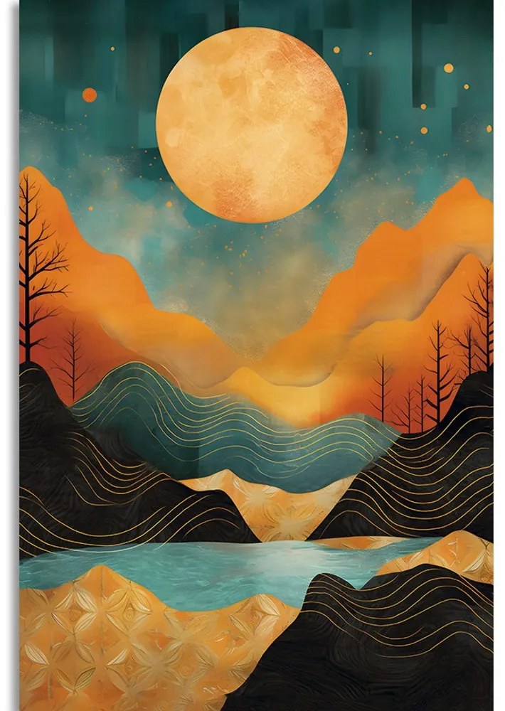 Stampa su tela – Tramonto astratto con un tocco di lusso