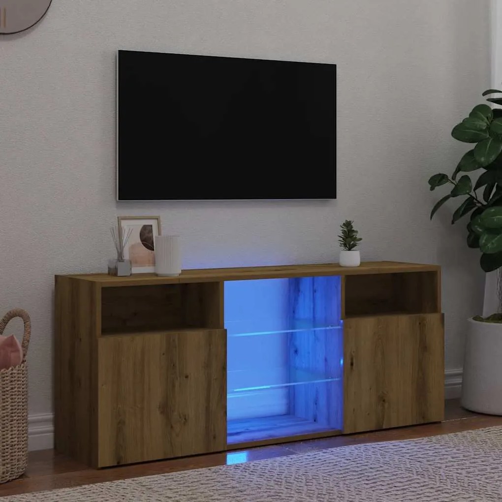 Mobile Porta Tv Con Led Artigianale 120x30x50 Cm Multistrato /