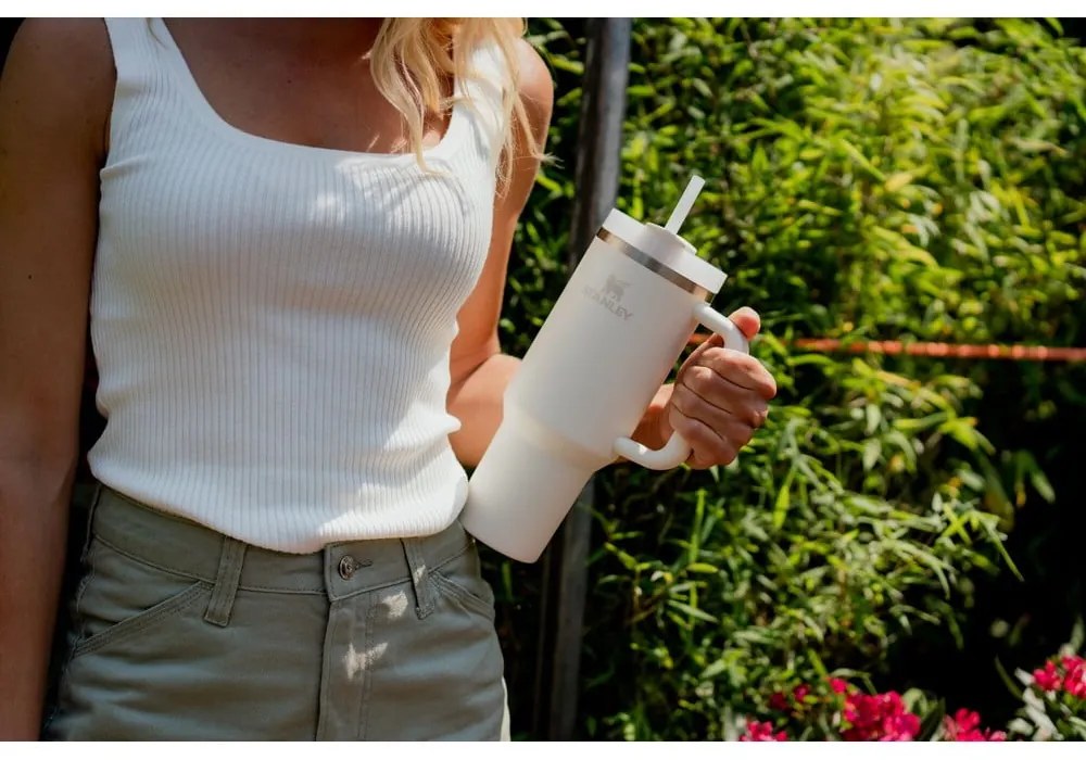 Borraccia termica rosa chiaro in acciaio inox 1,18 l Quencher H2.0 FlowState Tumbler Rose Quartz – Stanley