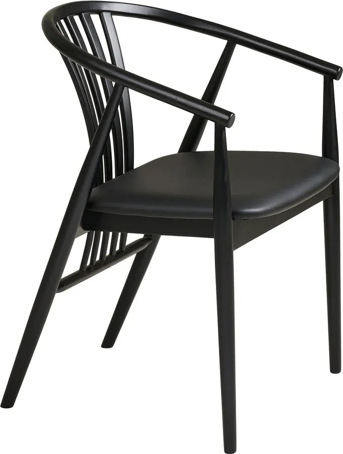 Sedia da pranzo nera in faggio massiccio con braccioli Agustin – House Nordic