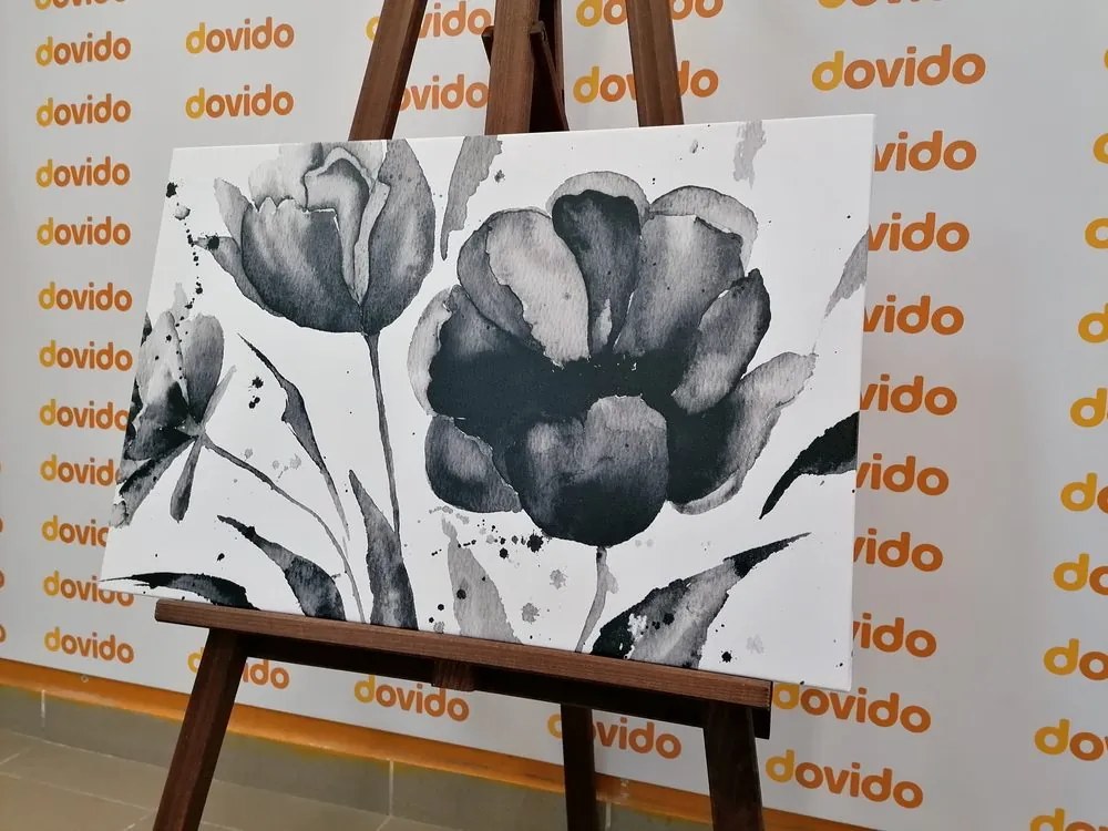Stampa su tela – Tulipani stupendi in bianco e nero in versione interessante