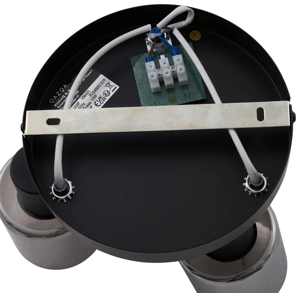 Plafoniera moderna nera con vetro fumé rotonda a 3 luci - Cilin