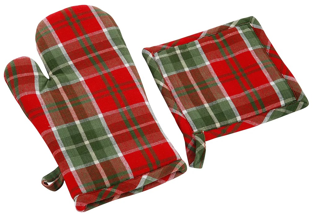 Set presina e guantone Tartan rossi