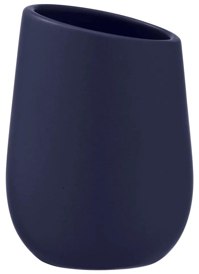 Bicchiere per spazzolino da denti in ceramica blu scuro Badi - Wenko