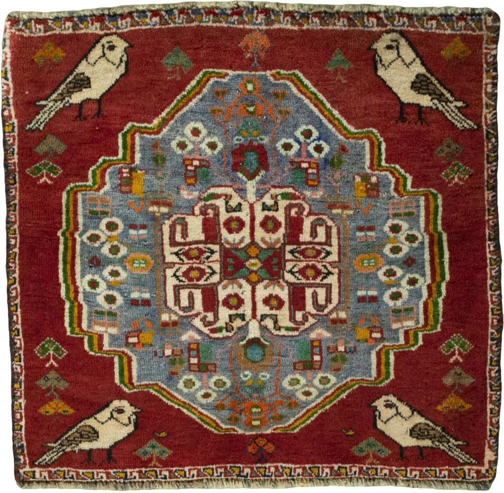Shiraz Tappeto 60 x 60 Rosso (Iran) Annodato A Mano