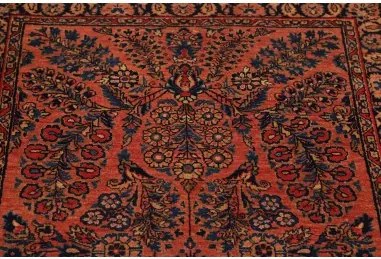 Antik Medaglione Floreale Rosso Ruggine Blu Scuro 92x200 Cm