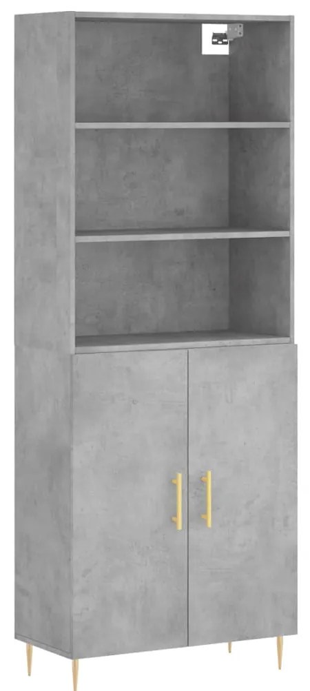 Credenza grigio cemento 69,5x34x180 cm in legno multistrato