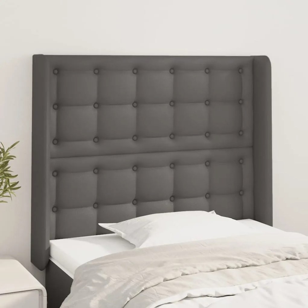 Testiera Ad Orecchio Grigio 93x16x118/128 Cm İn Similpelle /