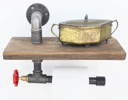 Porta carta igienica con ripiano BORURAF 22x31 cm abete