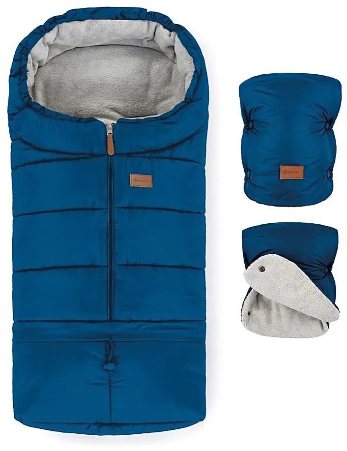 PETITE&amp;MARS - SET Coprigambe per bambini 3in1 JIBOT + stroller mano muff blu