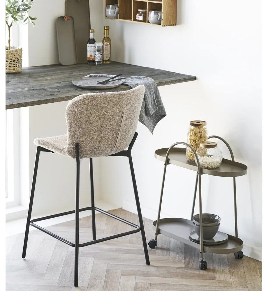 Sgabello da bar beige imbottito (altezza della seduta 65 cm) Maceda – House Nordic