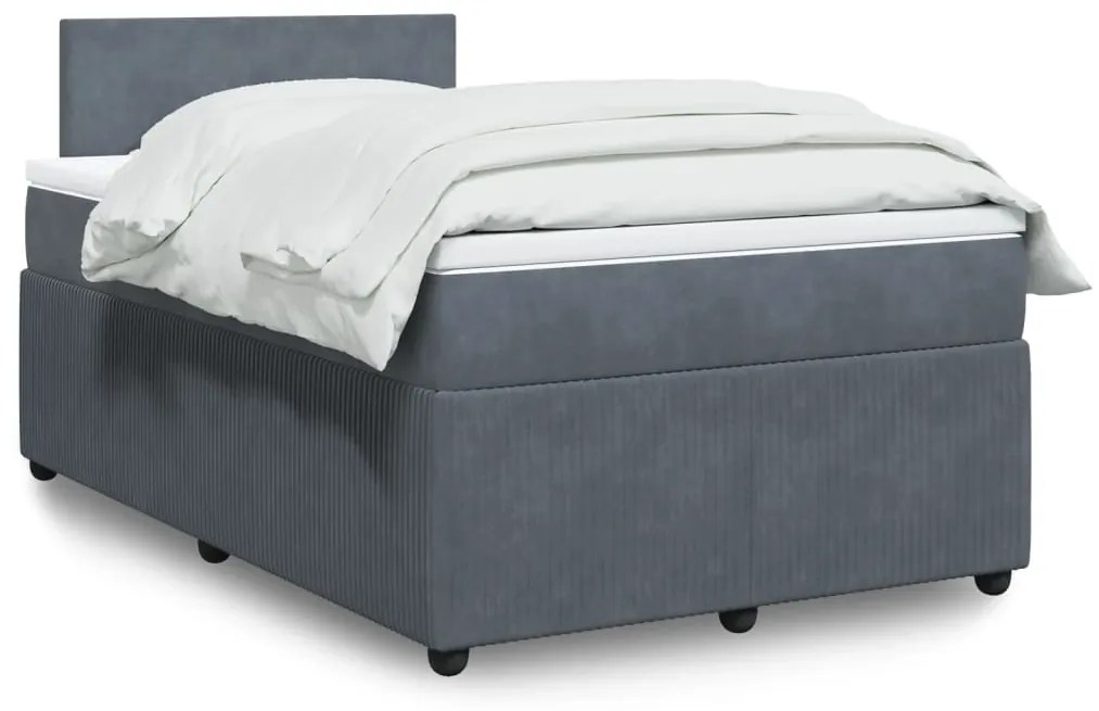 Giroletto A Molle Con Materasso Grigio Scuro 120x200 Cm Velluto /