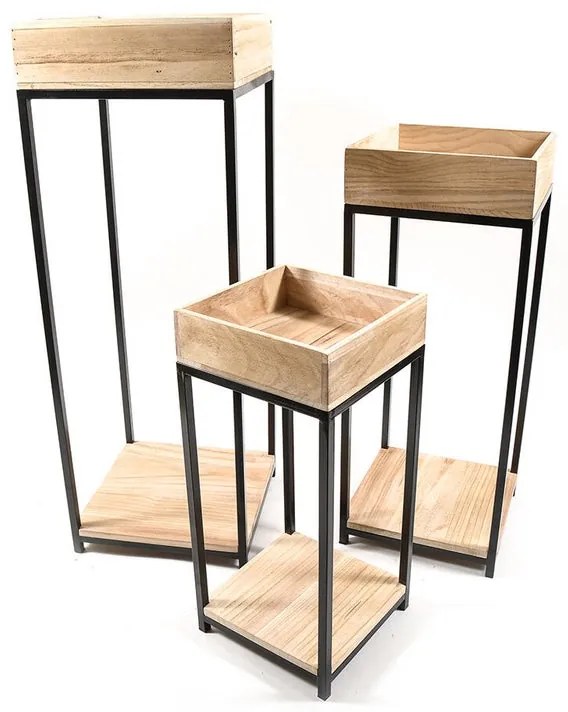 Vaso fioriera stile industrial in legno H