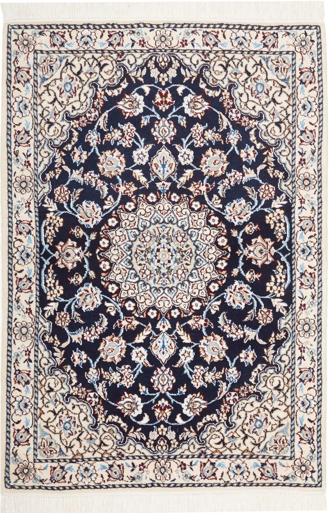 Nain Tappeto 80 x 120 Blu (Iran) Annodato A Mano