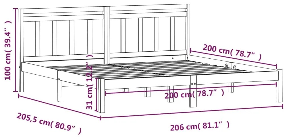 Giroletto Nero in Legno Massello di Pino 200x200 cm