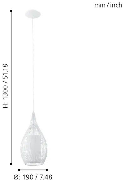 Eglo 92251 - Lampadario RAZONI 1xE27/60W/230V