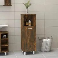 Armadietto Bagno Rovere Fumo 30x30x95 cm in Legno Multistrato 815606