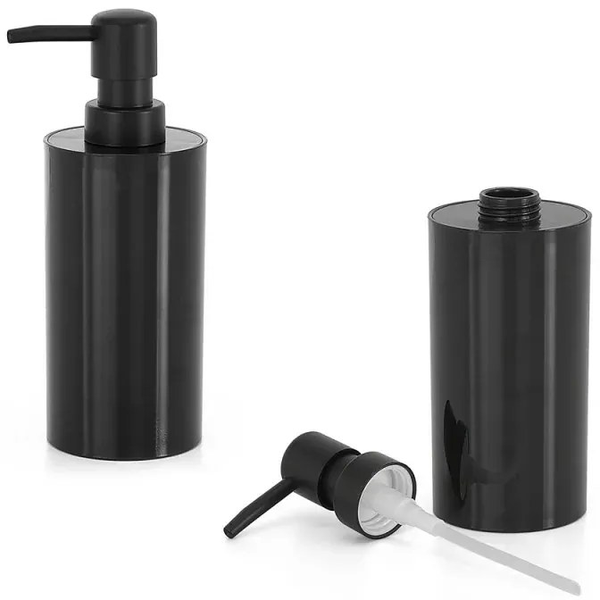 Set accessori bagno da appoggio 5 pezzi in plastica nero Glim