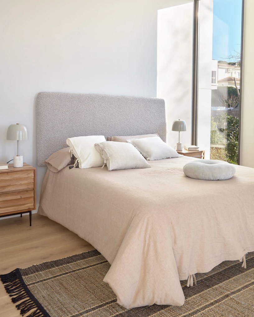 Kave Home - Testiera sfoderabile Dyla in shearling grigio chiaro per letto da 160 cm