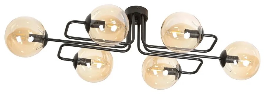 Lampadario da soffitto BRENDI 6 in acciaio e vetro 6xE14 Colore del corpo Ambrata