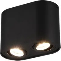 Plafoniera Interno Soffitto 2 Spots Orientabili Cilindro Nero Cookie GD Trio