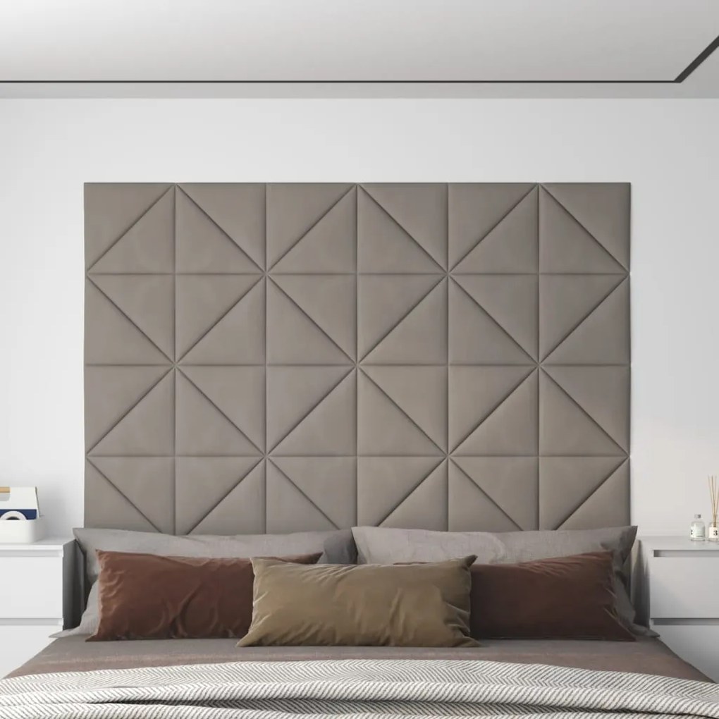 Pannelli Murali 12 Pz Grigio Chiaro 30x30 Cm İn Velluto 0,54 M² /