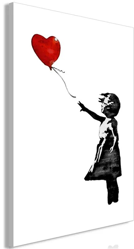 Quadro Banksy  Girl with Balloon (1 Part) Vertical  Colore Rosso, Dimensioni e Misure 40x60