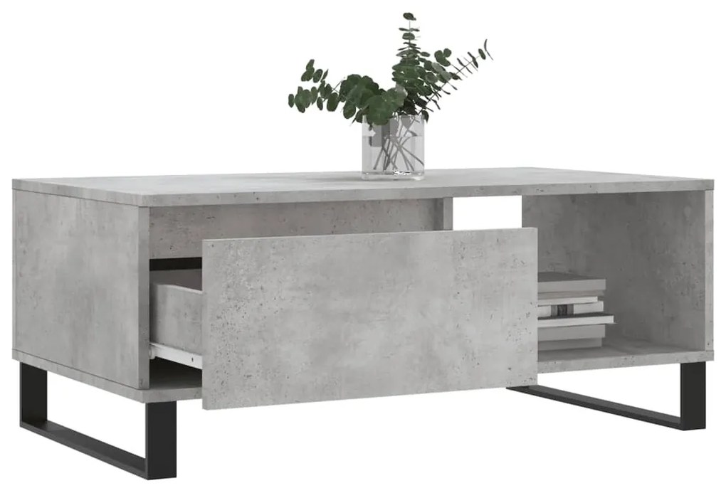 Tavolino salotto grigio cemento 90x50x36,5 cm legno multistrato