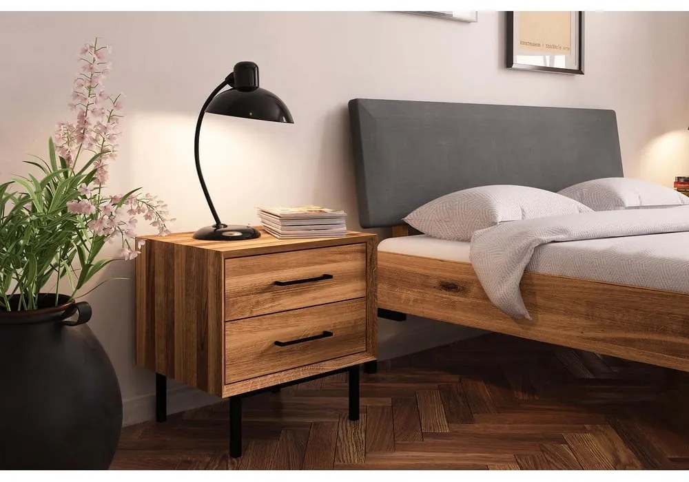 Letto matrimoniale in rovere con testiera imbottita 180x200 cm Abies 1 - The Beds