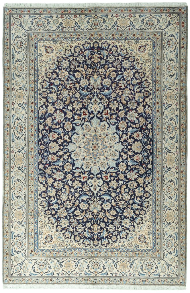 Nain Tappeto persiano 300 x 200 Blu (Iran) Annodato A Mano