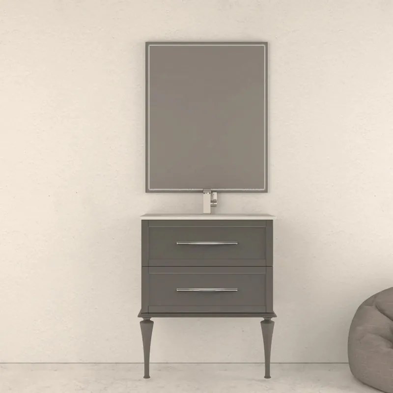 Piedino mobili da bagno (componibile) Tiffany in legno grigio nuvola H 35 cm 2 pezzi
