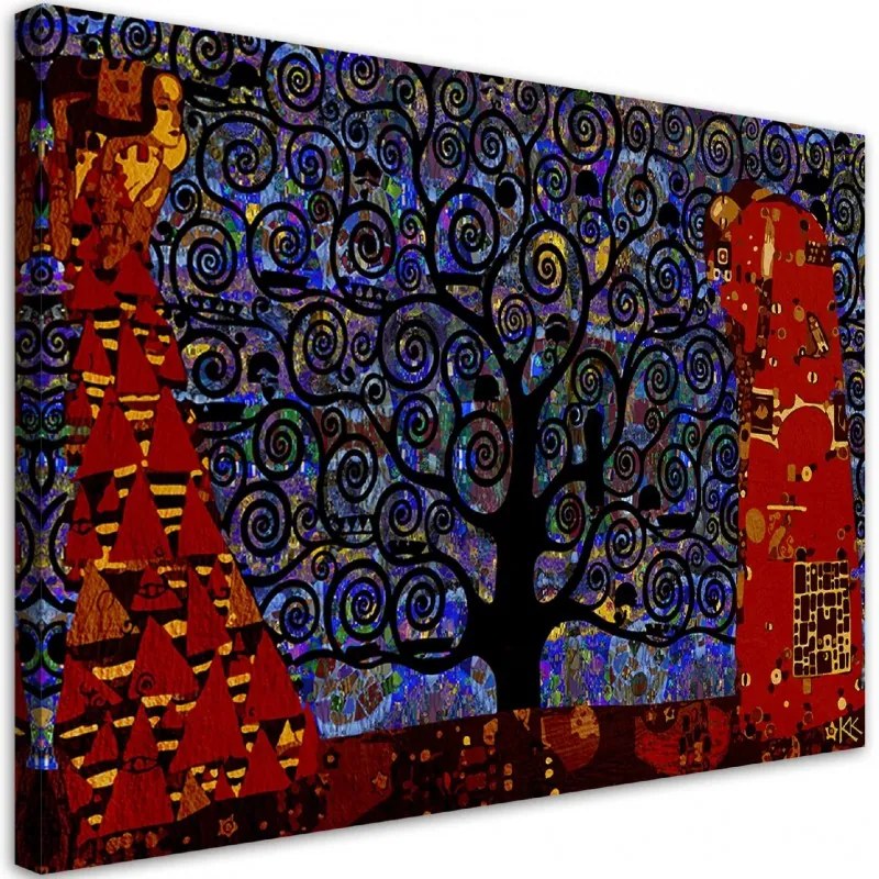 Quadro su tela, Blue Tree of Life Abstraction  Dimensioni 100x70