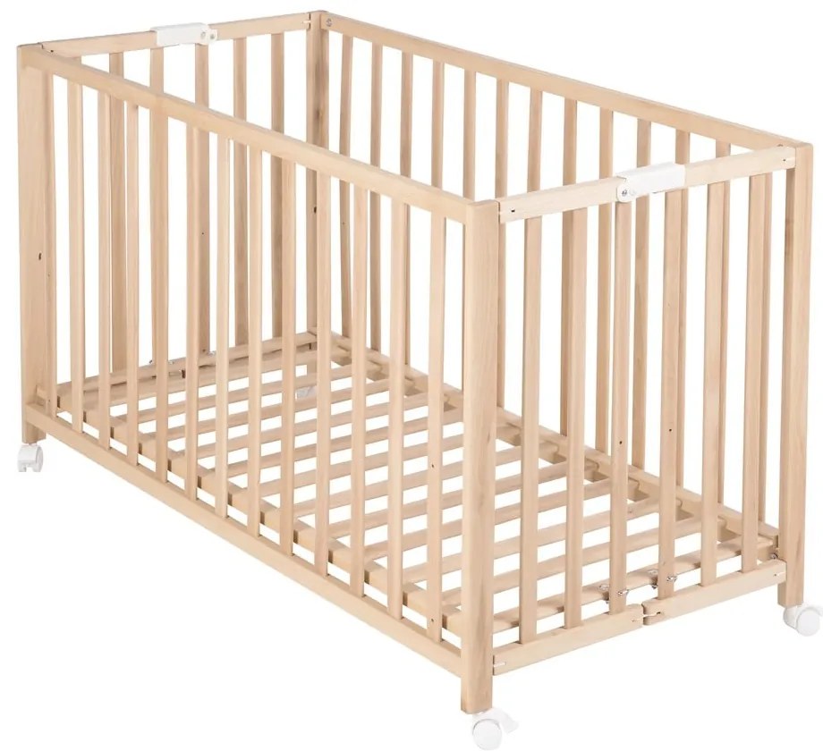 Lettino pieghevole su ruote in colore naturale 60x120 cm Fold up - Roba