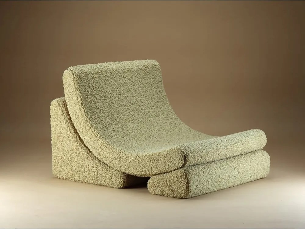 Poltrona per bambini verde con rivestimento in bouclé Moon – Wigiwama