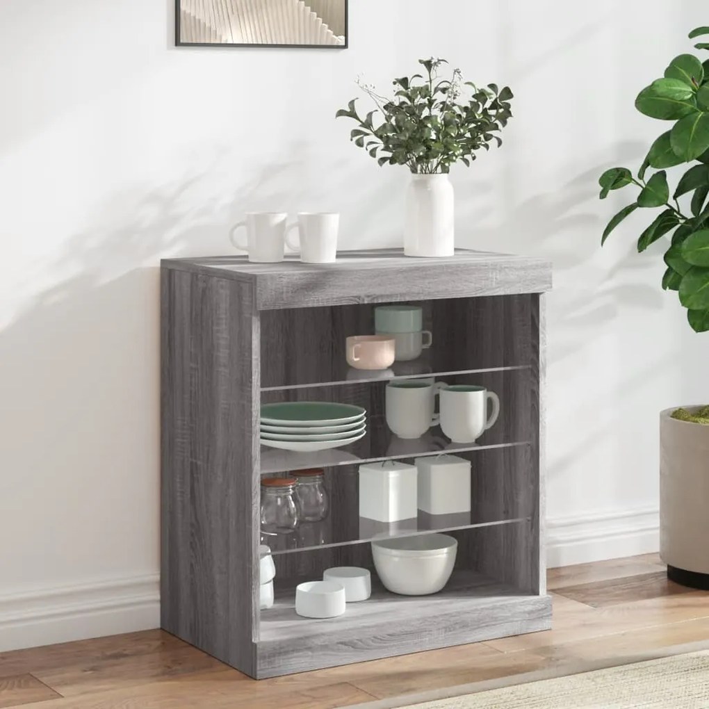 Credenza con luci led grigio sonoma 60,5x37x67 cm