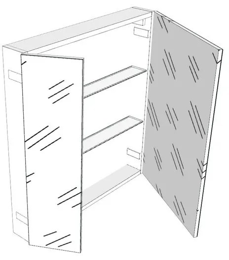 Pensile bagno Easy, scegli il tuo colore in negozio, colore su ordinazione, 3 ante apertura da sinistra P 20 x L 70 x H 75 cm