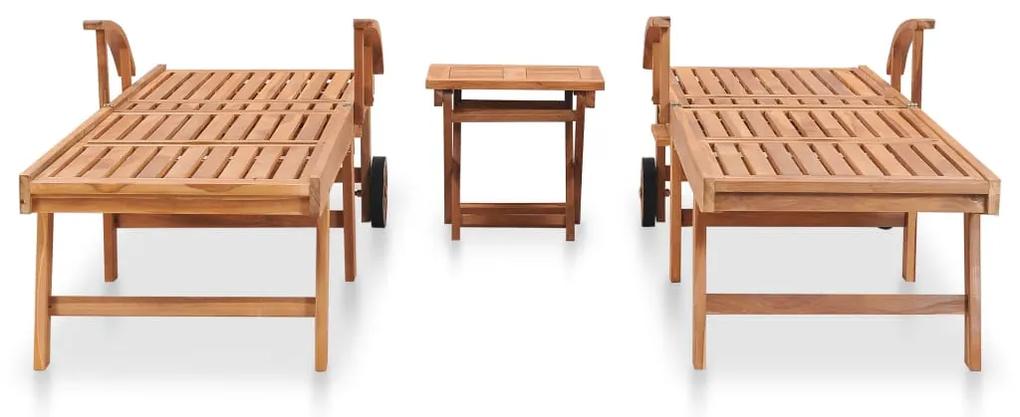 Lettini prendisole 2 pz con tavolo in legno massello di teak