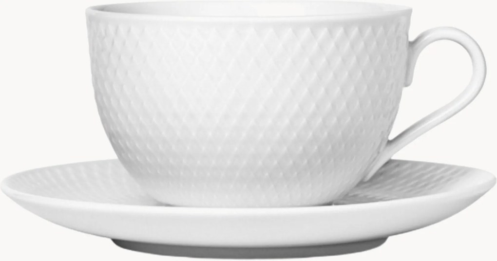 Set tazza da tè in porcellana con piattino Rhombe, set da 2