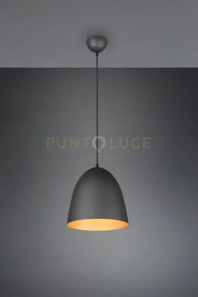 Tilda sospensione metallo cupola nera e oro d.25cm 1 luce attacco e27