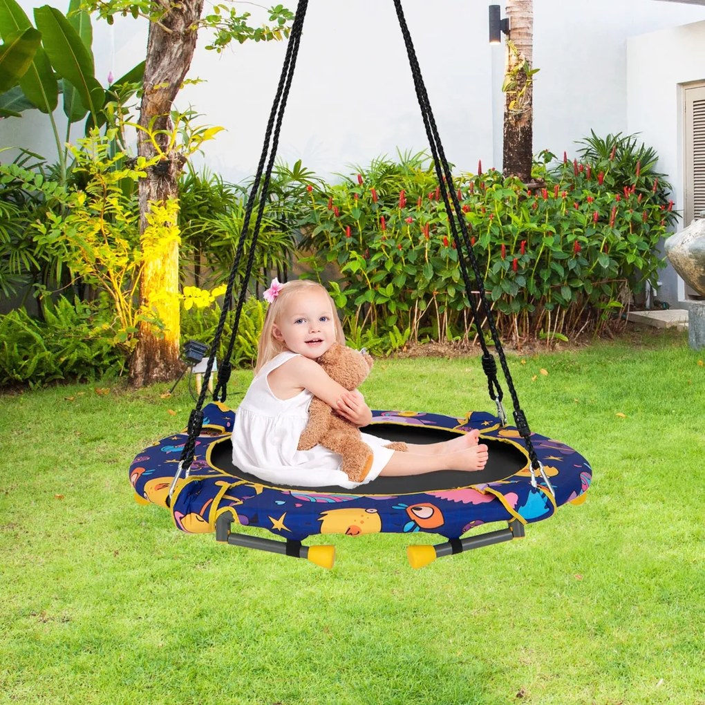 Costway Set altalena e trampolino convertibili per bambini, Trampolino fitness con corrimano imbottito 5 gambe in acciaio