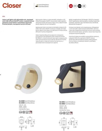 Redo 01-3090 - Luce Spot da parete a LED CLOSER LED/6W/230V nero