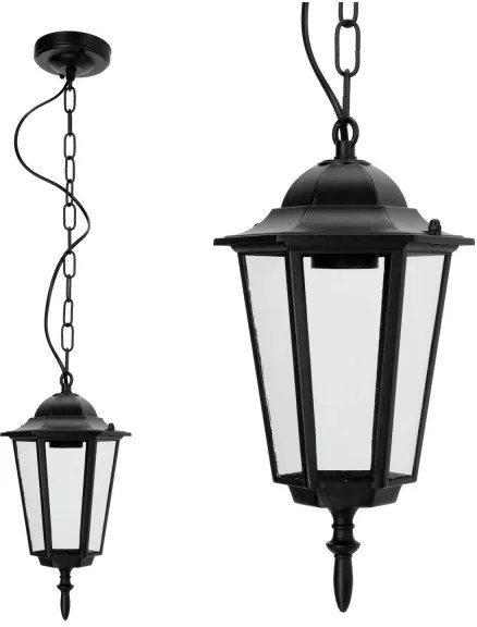Lampadario da esterno a sospensione con catena 1xE27/60W/230V nero