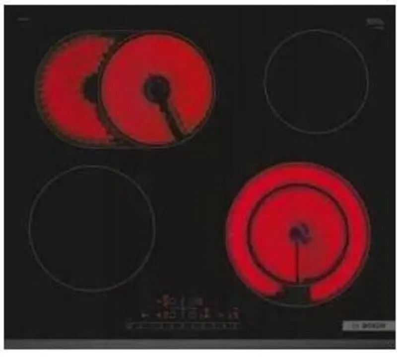 Piano Cottura in Ceramica Bosch Serie 6 PKN631FP2E, 60 cm, 4 Zone, PowerBoost, Bräterzone, Integrazione Nera