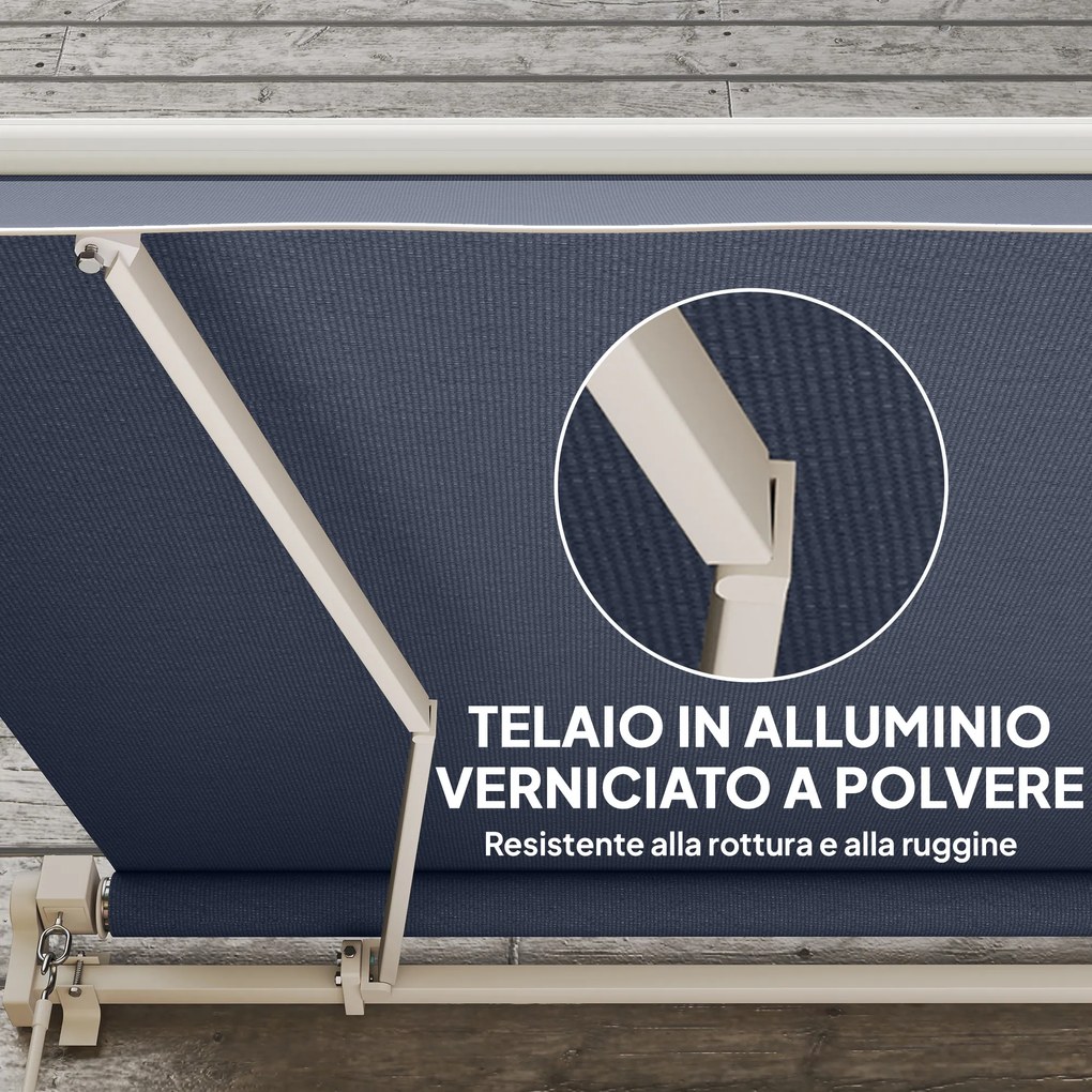 Tenda da Sole per Esterno 360x250 cm a Bracci Avvolgibile con Apertura a Manovella Grigio...