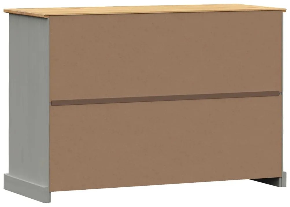 Credenza Cassetti VIGO 113x40x75 cm Legno Massello Pino Grigio