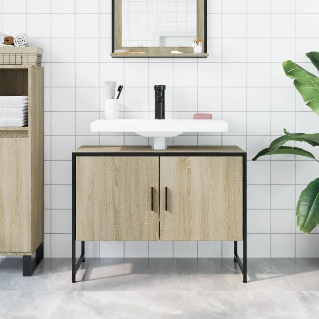 Mobile lavabo bagno rovere sonoma 60x30x60 cm legno multistrato