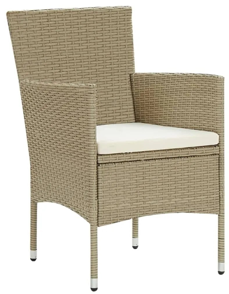 Set da pranzo da giardino 7 pz con cuscini in polyrattan beige