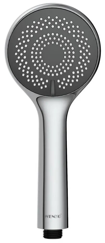 WENKO 23992100 - Soffione doccia Sistema di risparmio idrico 9,5x9,5 cm cromo lucido/grigio