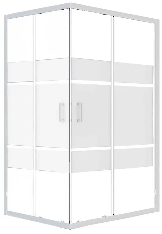 Box doccia angolare con porta scorrevole, vetro serigrafato 6 mm, L 88-100 cm X L 80 cm, H 190 cm, cromo Alba