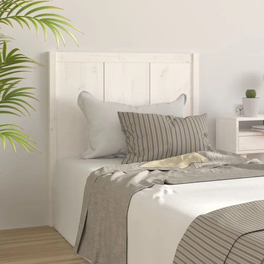 Testiera Per Letto Bianca 80,5x4x100 Cm Legno Massello Di Pino /
